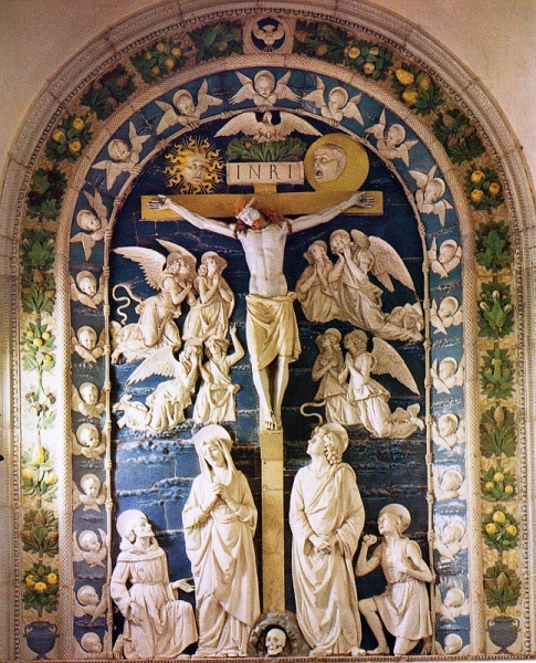 Andrea della Robbia (1435-1525), la Crucifixion, le sanctuaire de La Verna, Chapelle de la Stigmata dans images sacrée crocefissione